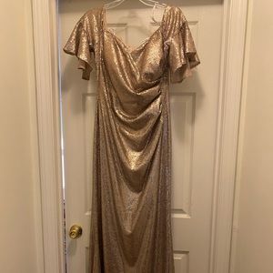 Calvin Klein Champagne Sequin Formal Dress Size 10